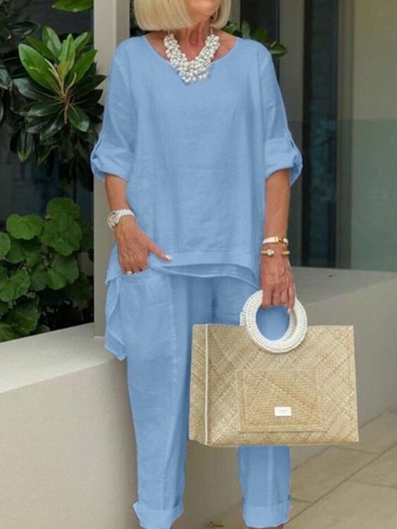 Amelia - Round Neck 2 Piece Casual Suit