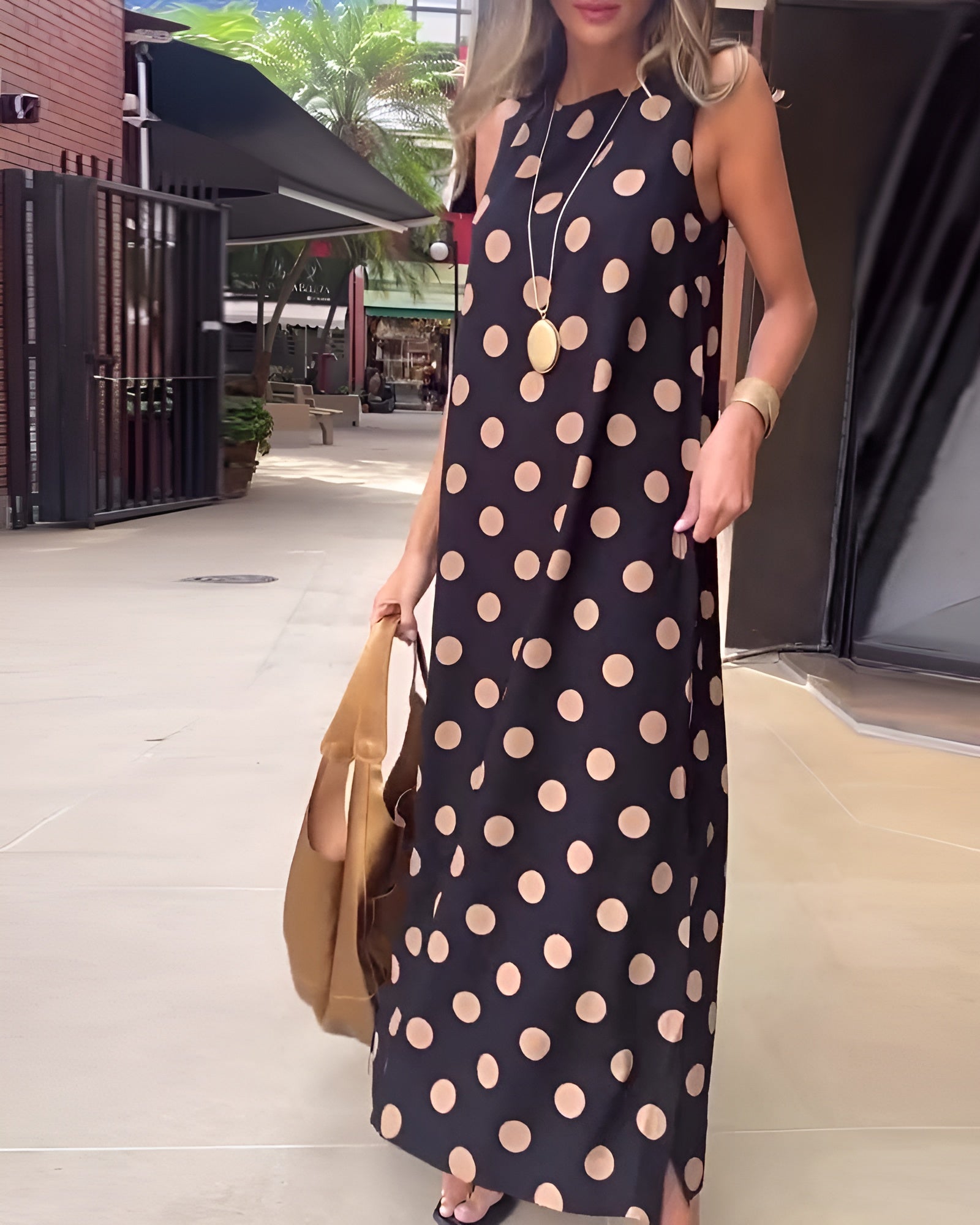 Roxane | Maxi Dress with Slit and Dots
