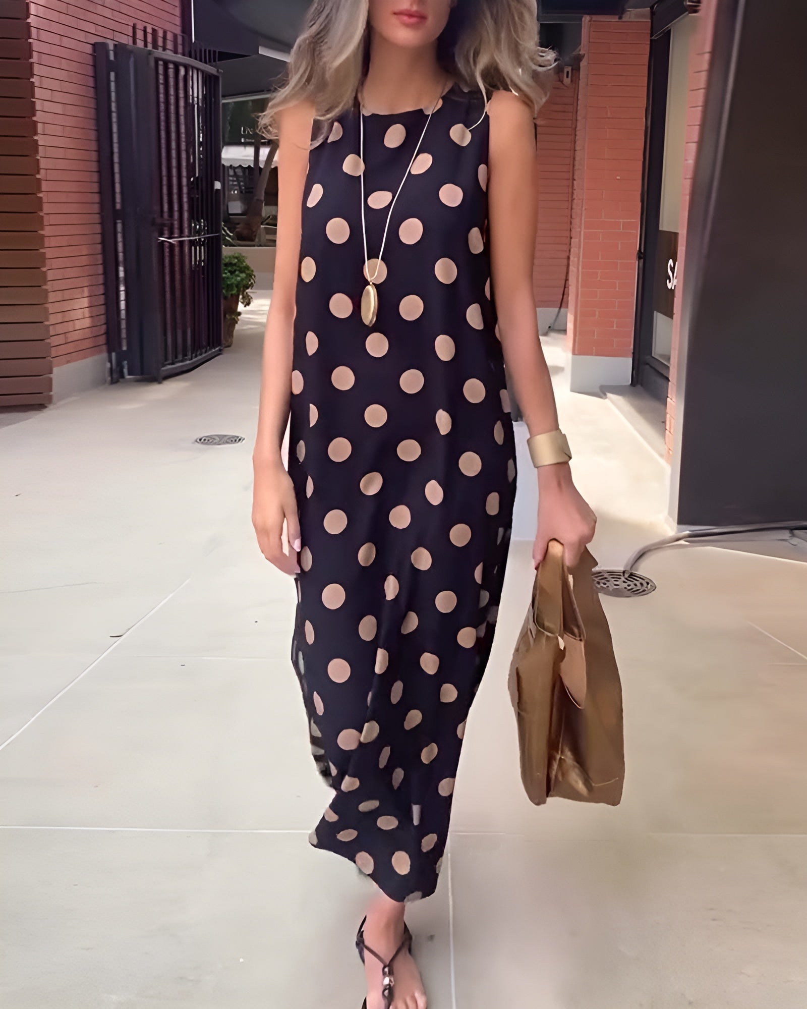 Roxane | Maxi Dress with Slit and Dots