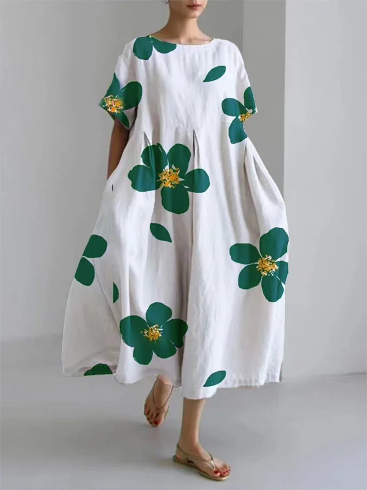 NORA - DRESS WITH FLORAL PATTERN AND ROUND NECK