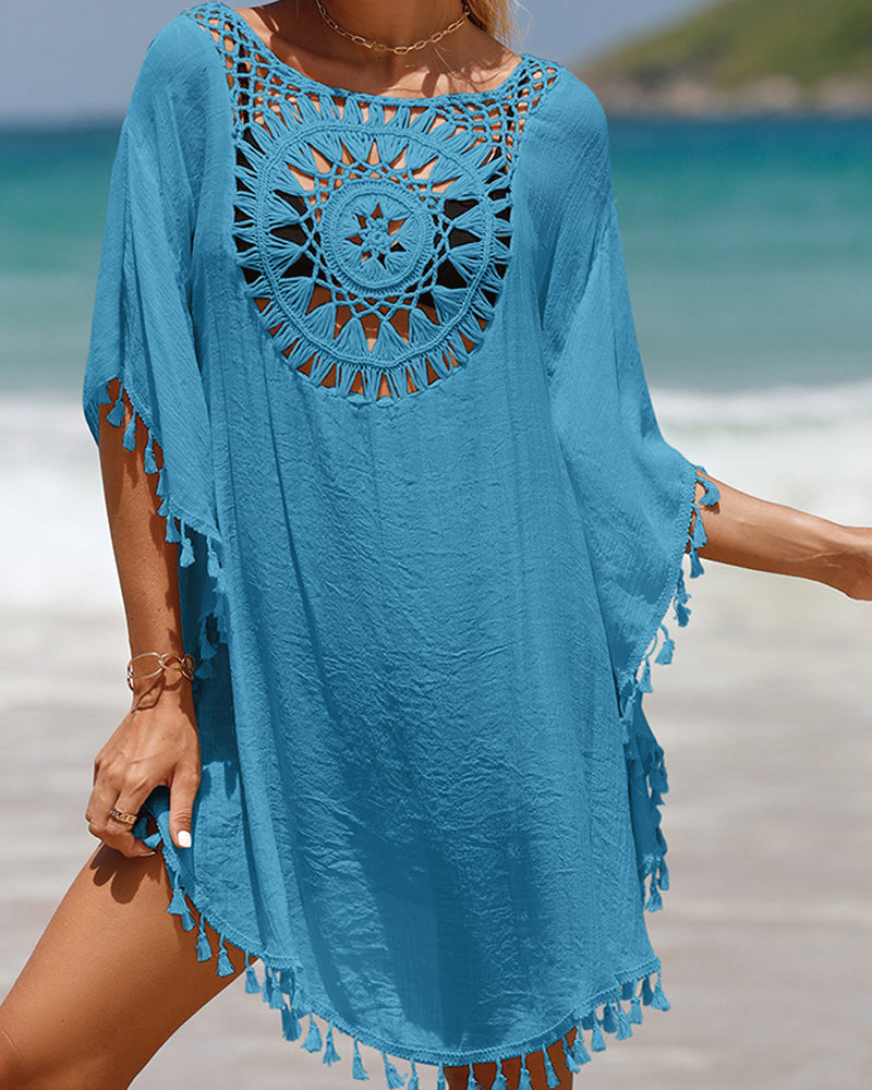 Beach Towel Poncho with Fringes