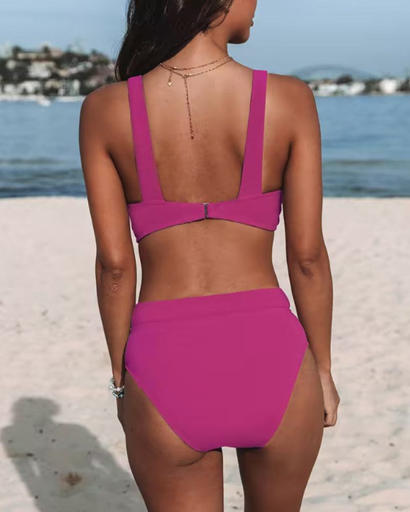 Solid Coloured High-Waisted Bikinis