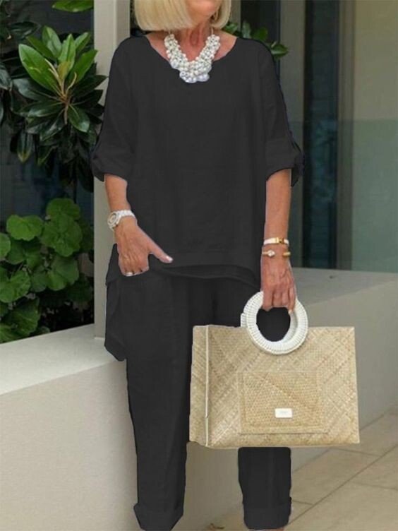 Amelia - Round Neck 2 Piece Casual Suit