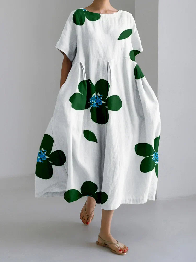 NORA - DRESS WITH FLORAL PATTERN AND ROUND NECK