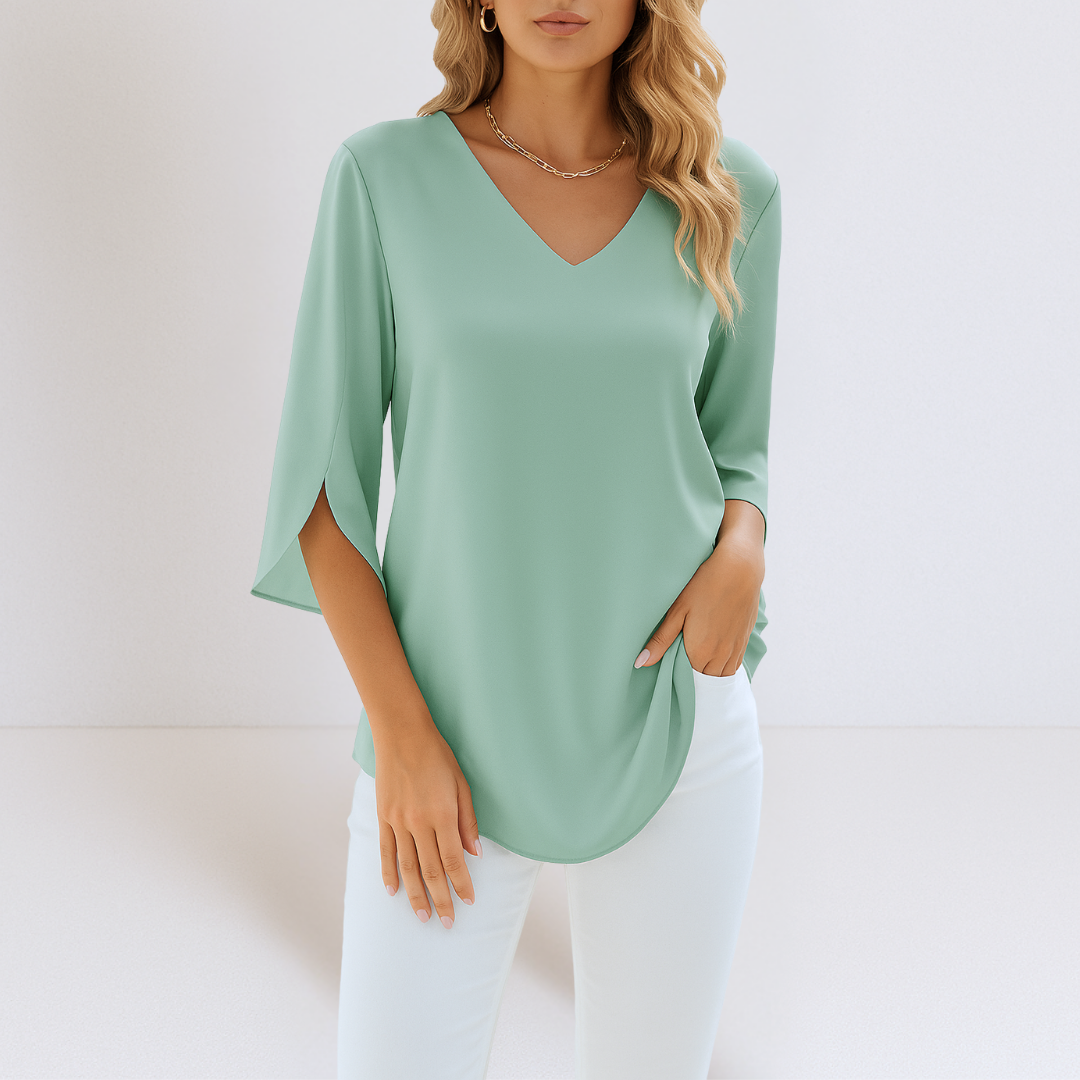 Sophie™ | Elegant blouse with V-neck and split sleeves
