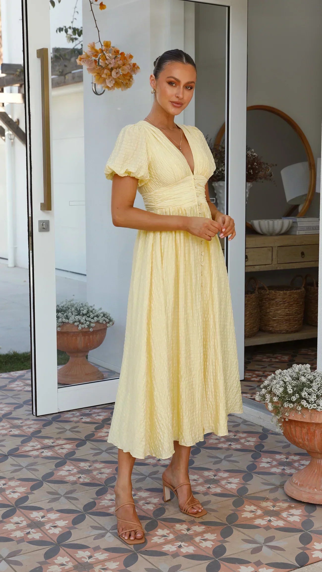 Caterina™ | Pink Dress with Balloon Sleeves