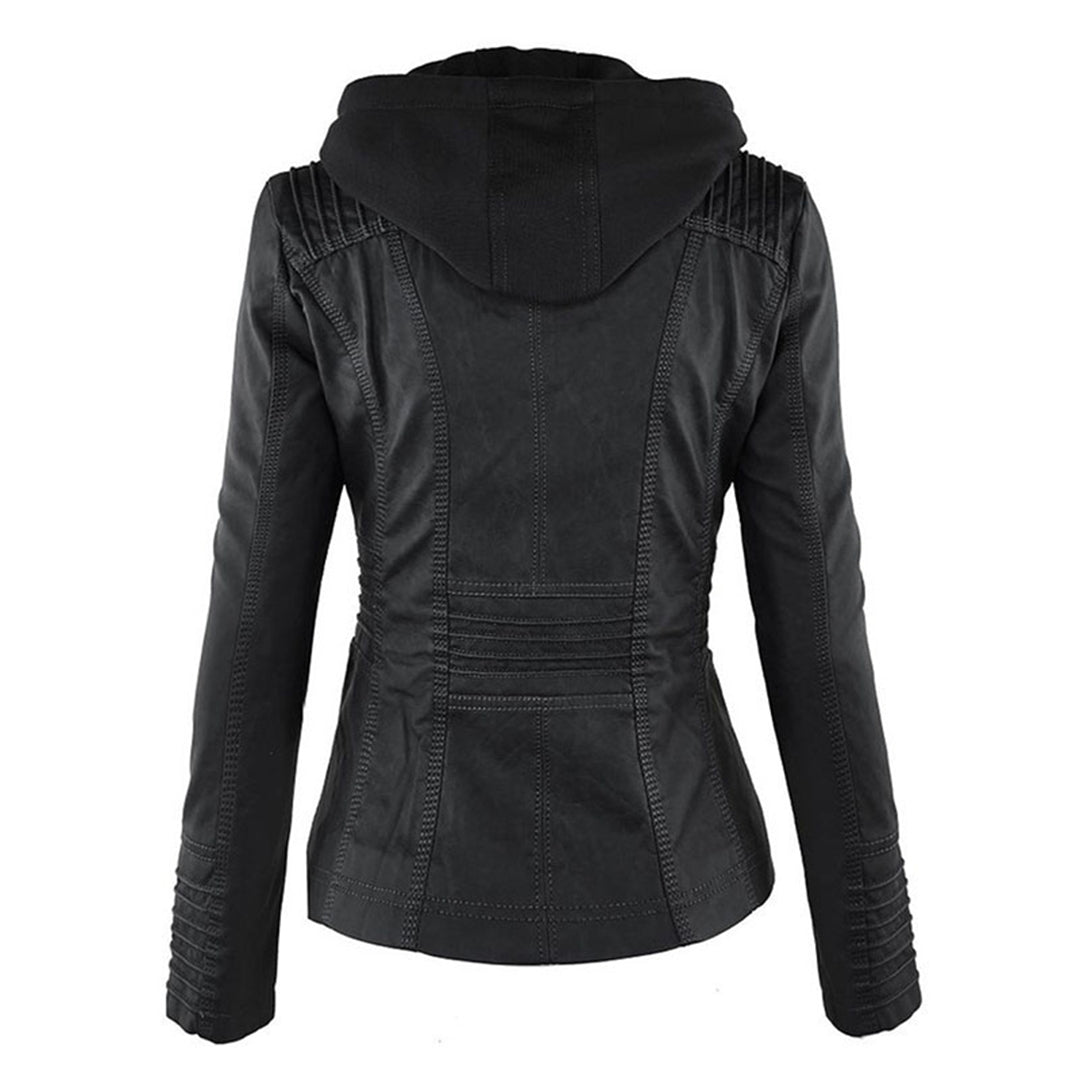 Isla | Waterproof Women's Leather Jacket with Hood
