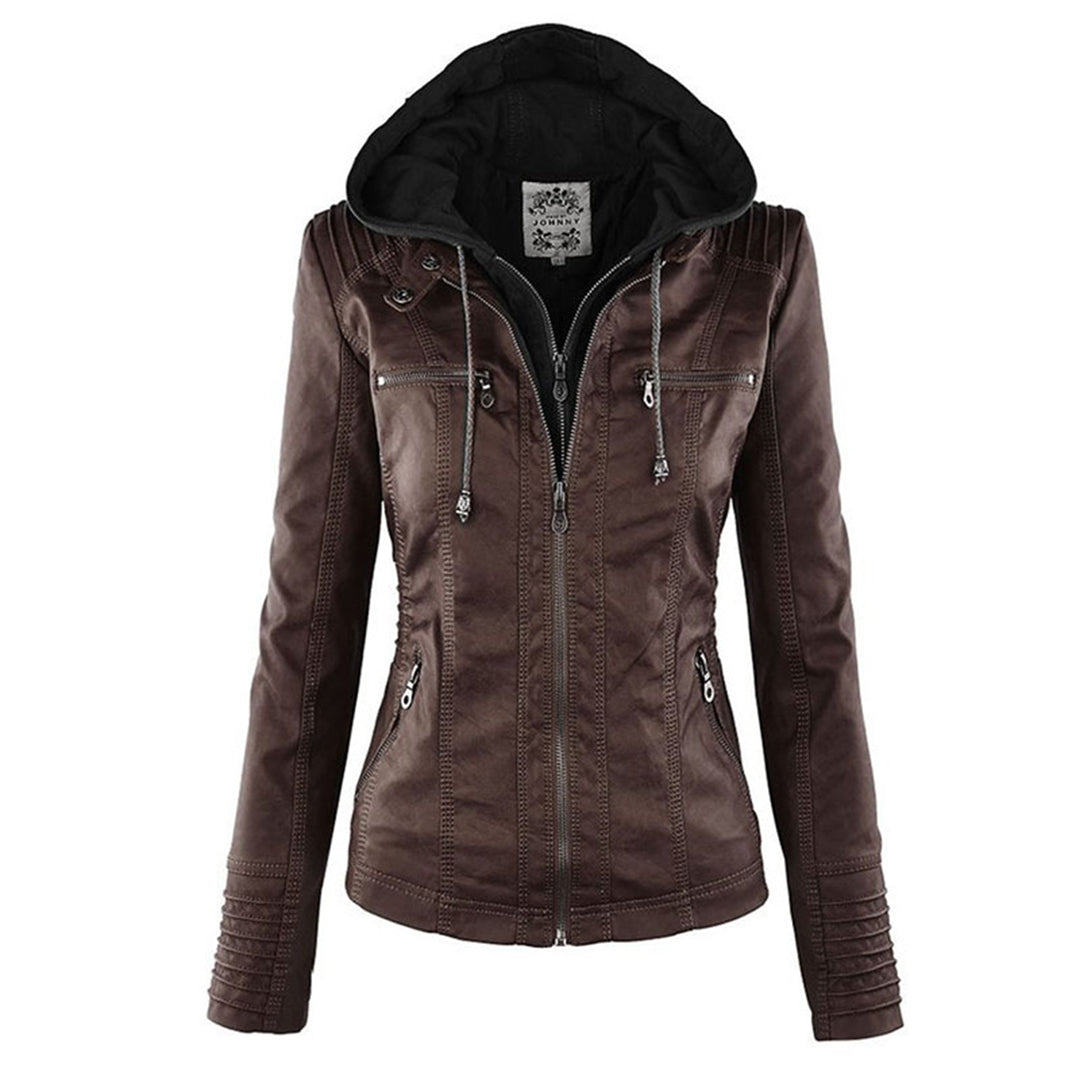 Isla | Waterproof Women's Leather Jacket with Hood