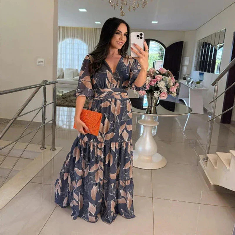 Camille | Long floral dress with a comfortable fit for elegant days