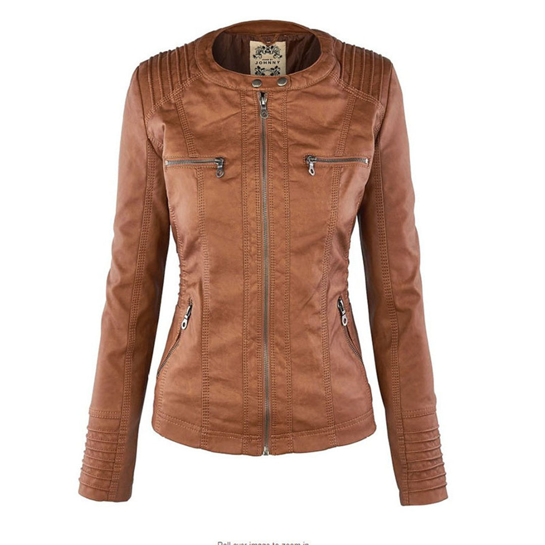 Isla | Waterproof Women's Leather Jacket with Hood