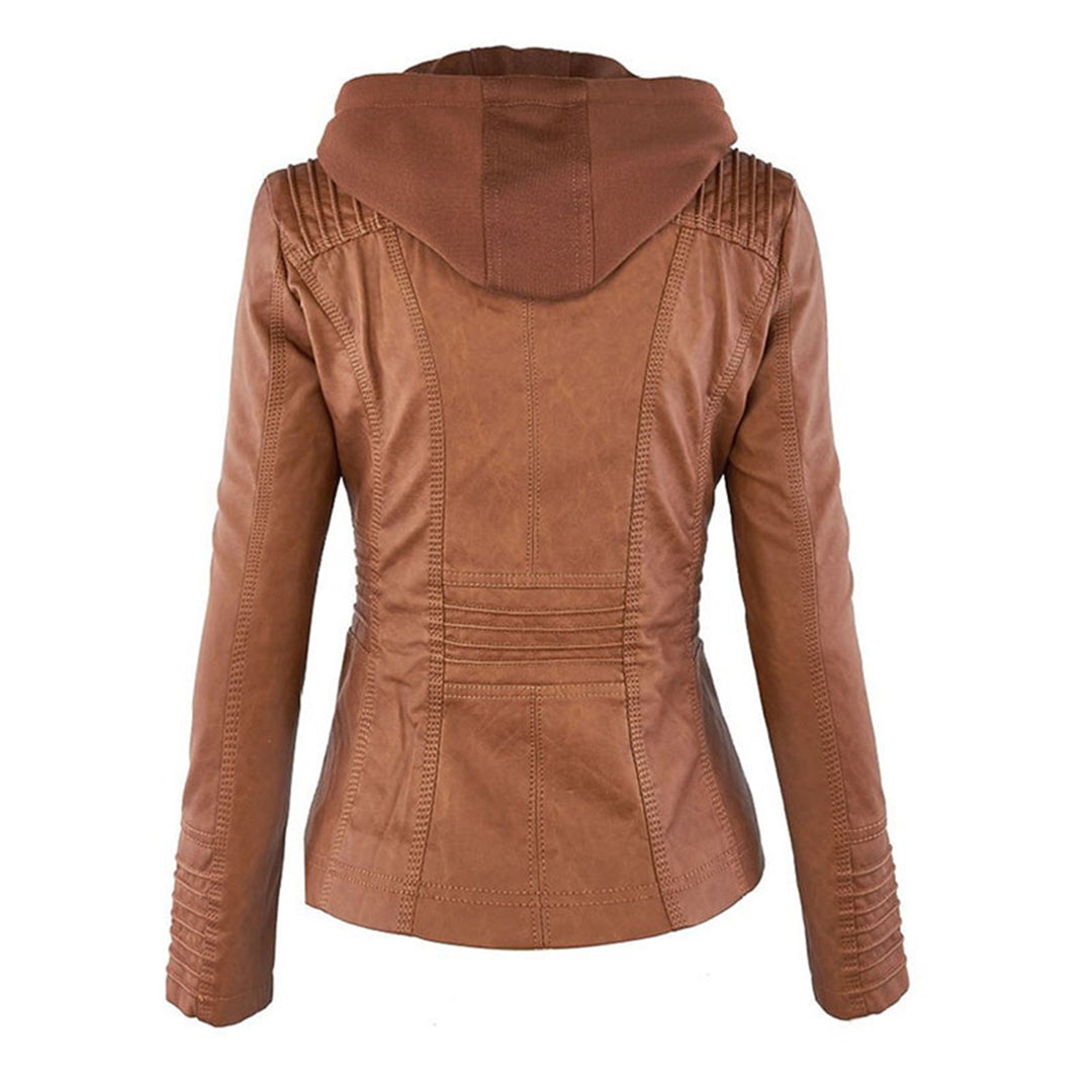 Isla | Waterproof Women's Leather Jacket with Hood