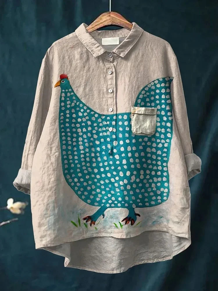 Fashion Shirt with Decorative Print and Loose Fit