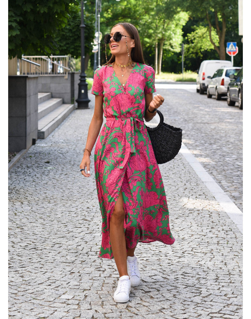 Nadine™ | Wrap Midi Floral Dress