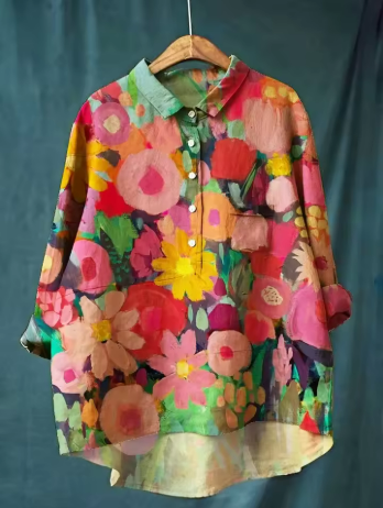 Elegant Shirt with Colorful Floral Print
