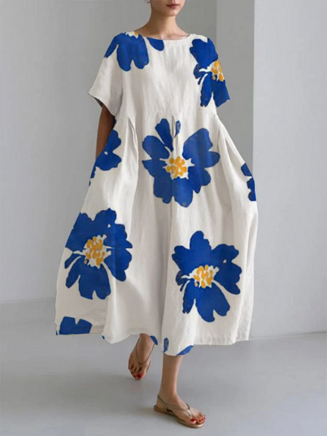 TALIA - LOOSE DRESS WITH FINE FLORAL PRINT