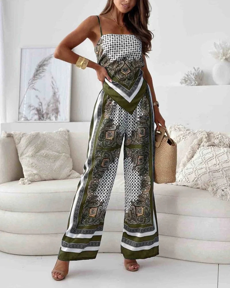Alya | Elegant two-piece set with printed vest and pants