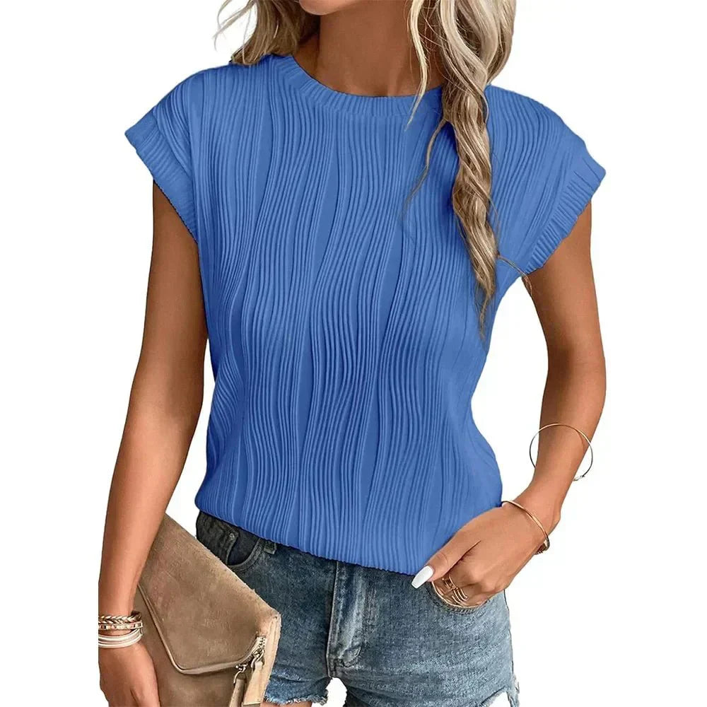 Amy - Wave Pattern Round Neck Top