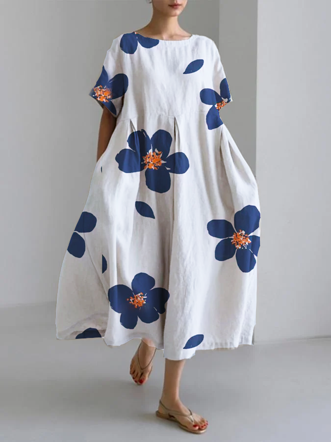 NORA - DRESS WITH FLORAL PATTERN AND ROUND NECK