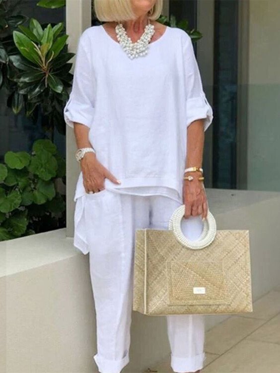 Amelia - Round Neck 2 Piece Casual Suit