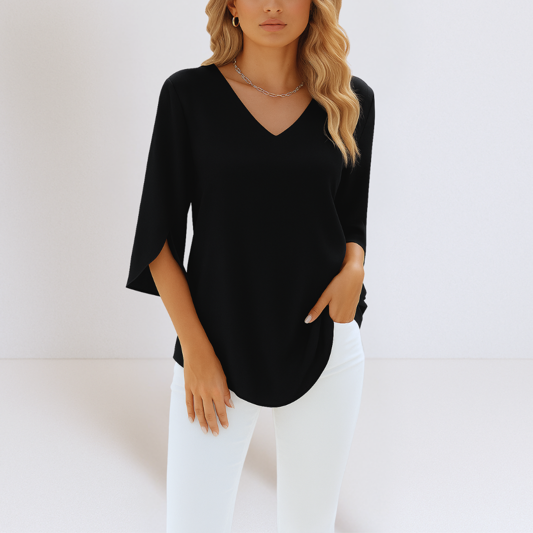 Sophie™ | Elegant blouse with V-neck and split sleeves