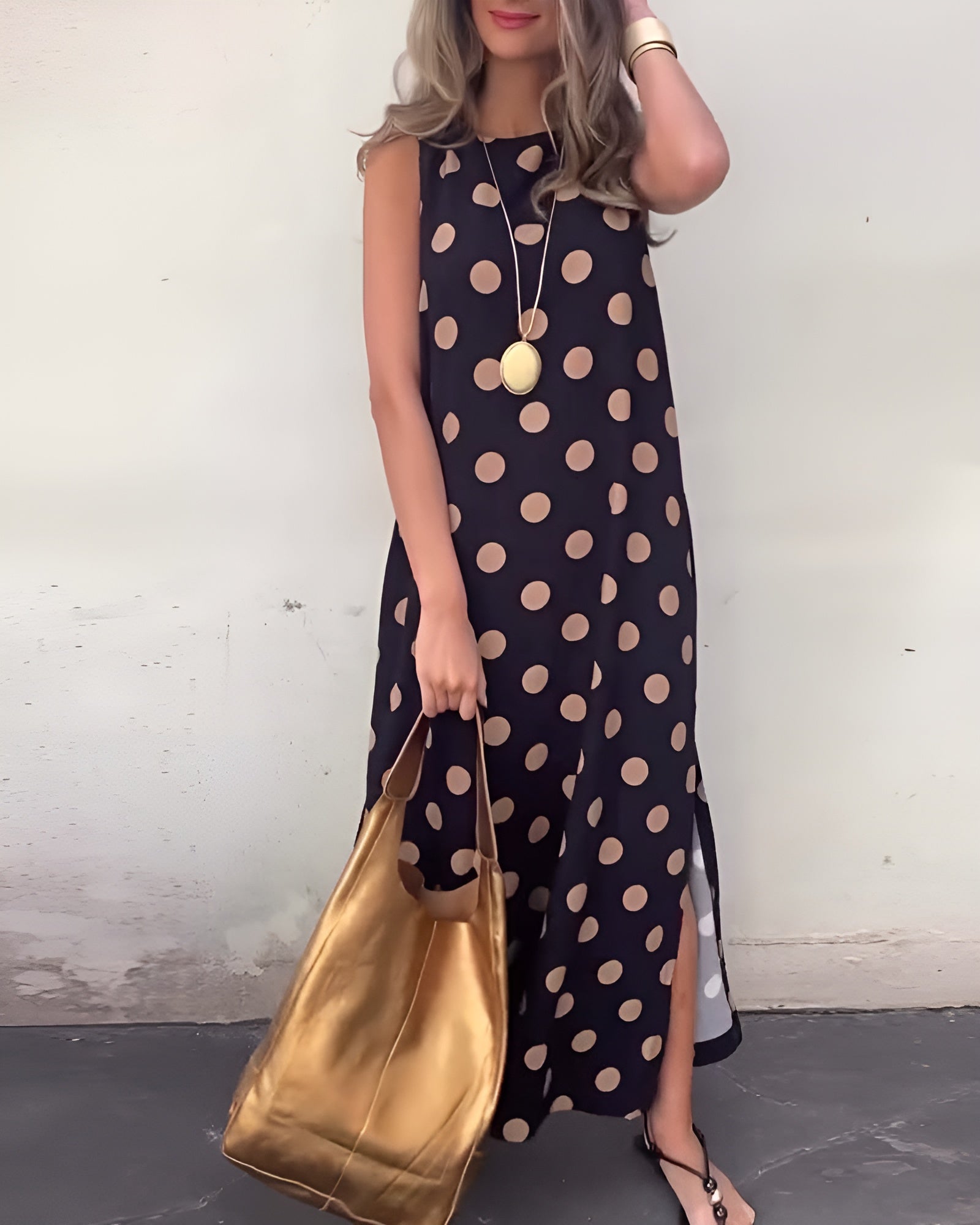 Roxane | Maxi Dress with Slit and Dots