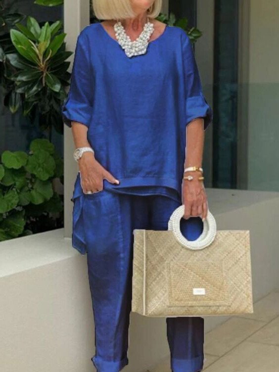 Amelia - Round Neck 2 Piece Casual Suit