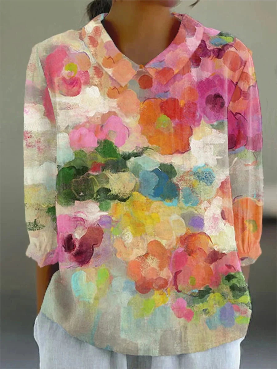 Colorful Women's Shirt with Geometric Patterns