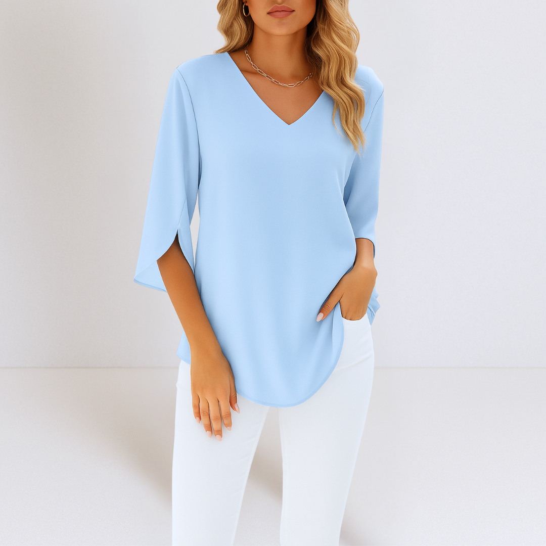 Sophie™ | Elegant blouse with V-neck and split sleeves