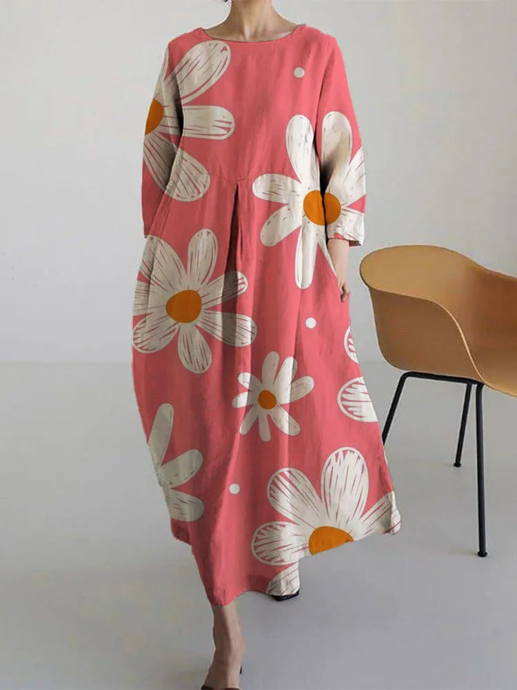 LOÏS - LIGHT FLOWER DRESS WITH SHORT SLEEVES