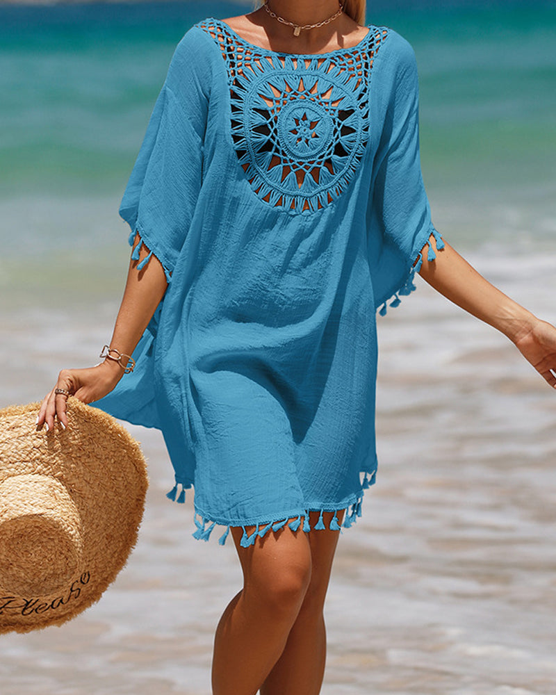Beach Towel Poncho with Fringes