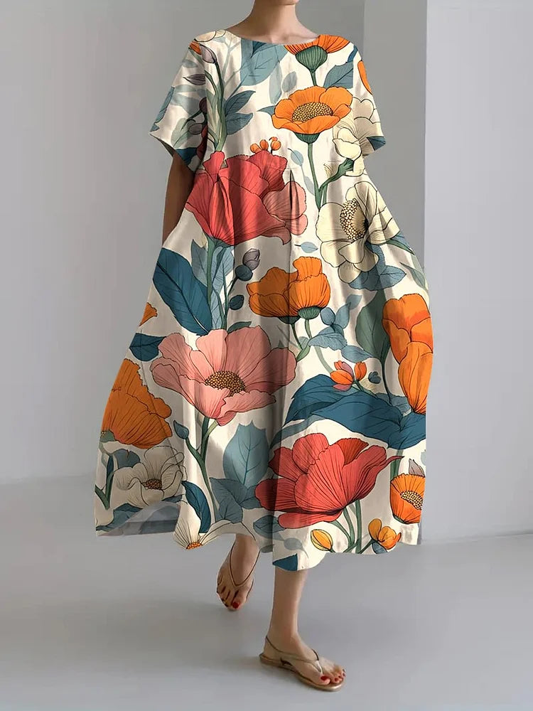 NOOR - VINTAGE BOTANICAL PRINT DRESS