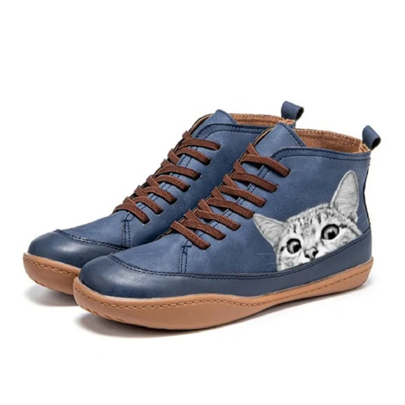 Savrani™ | Leather Ankle Boots for Cat Lovers