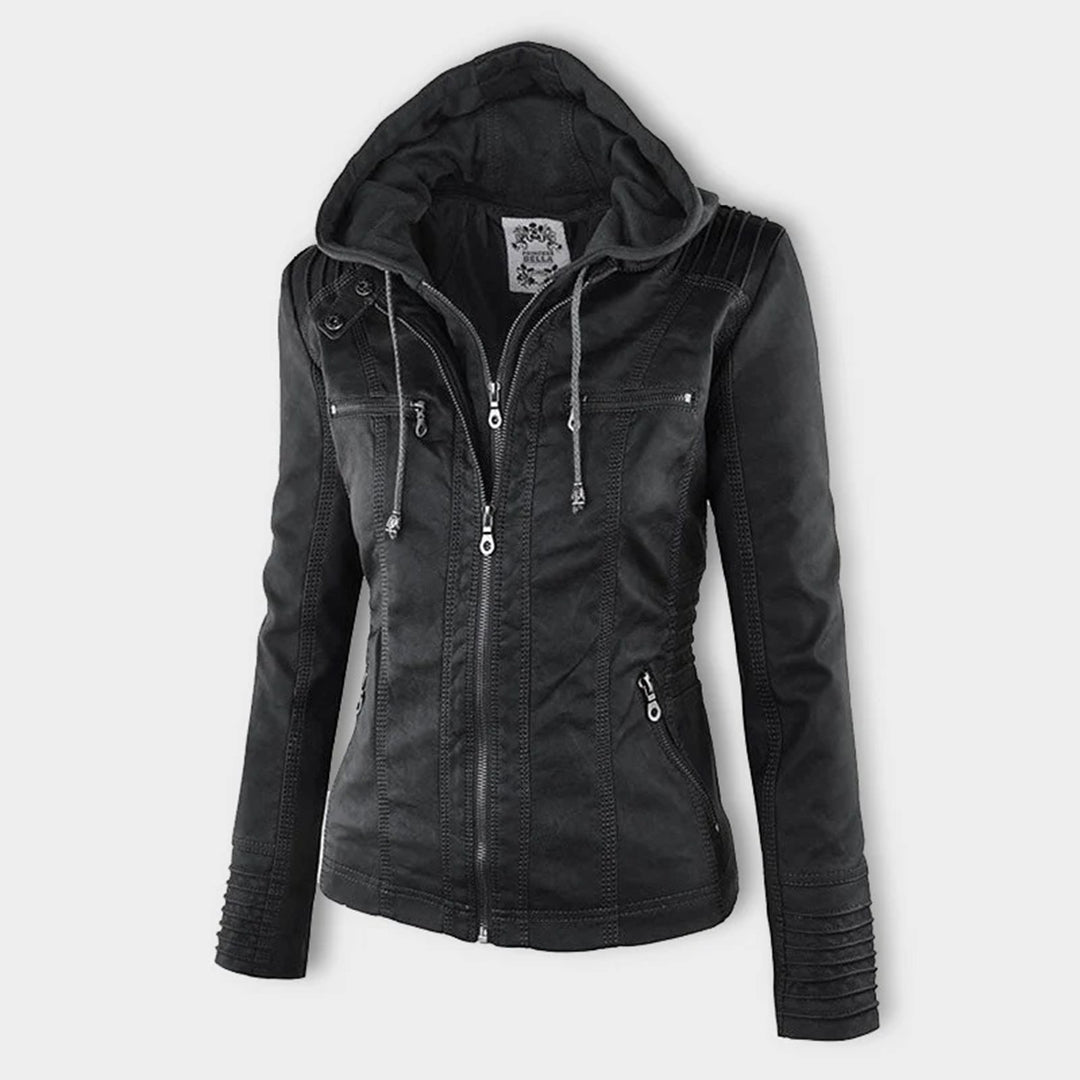 Isla | Waterproof Women's Leather Jacket with Hood