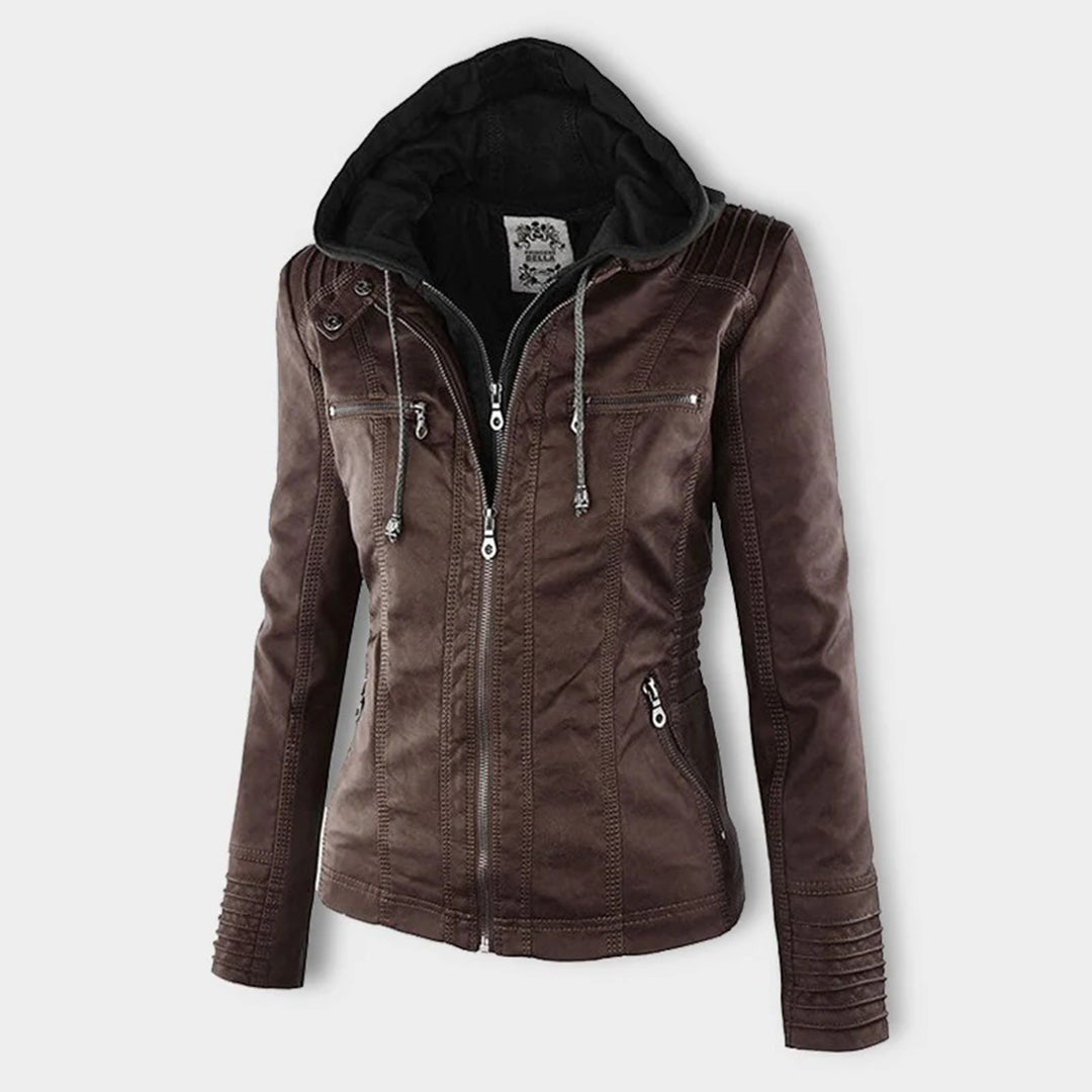 Isla | Waterproof Women's Leather Jacket with Hood