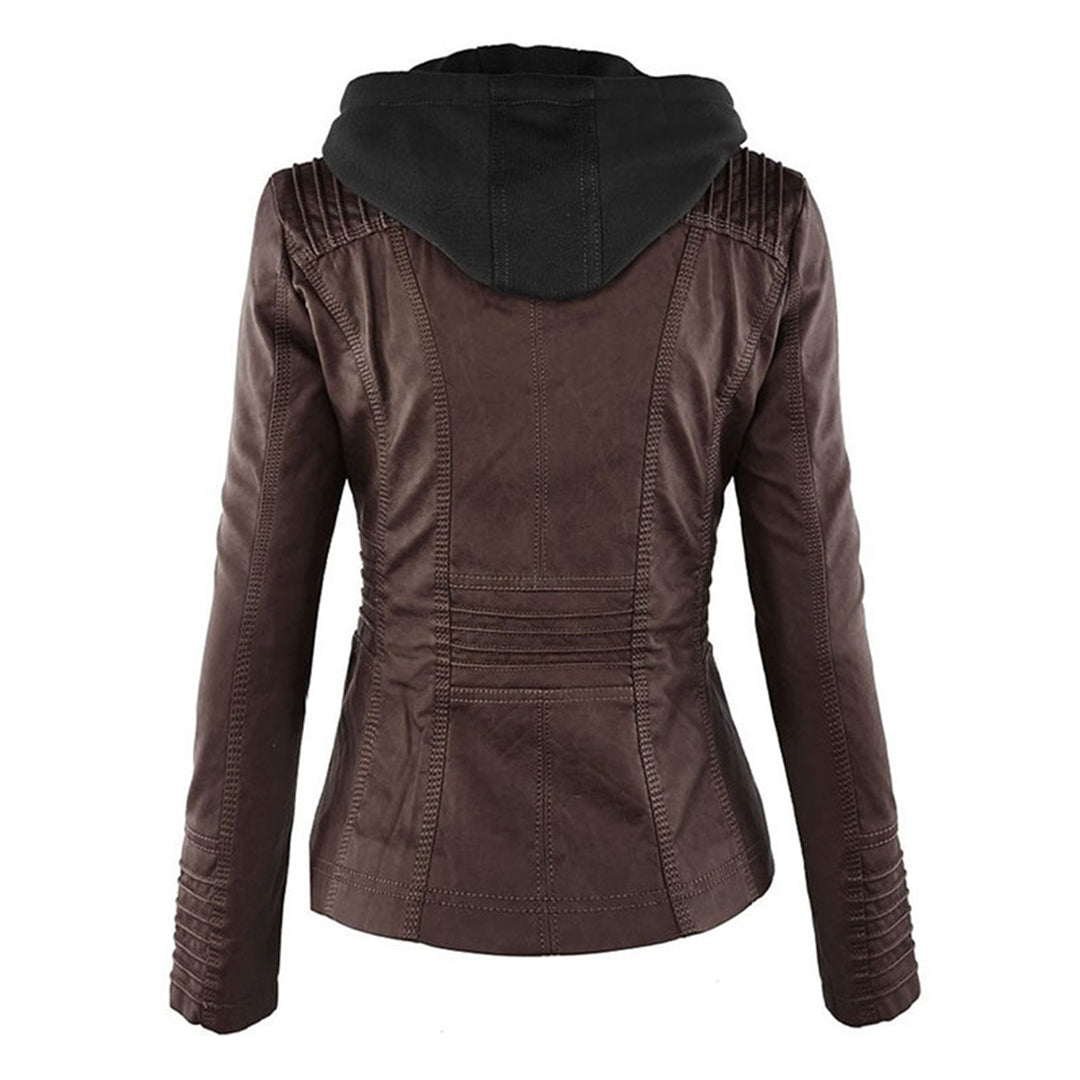 Isla | Waterproof Women's Leather Jacket with Hood