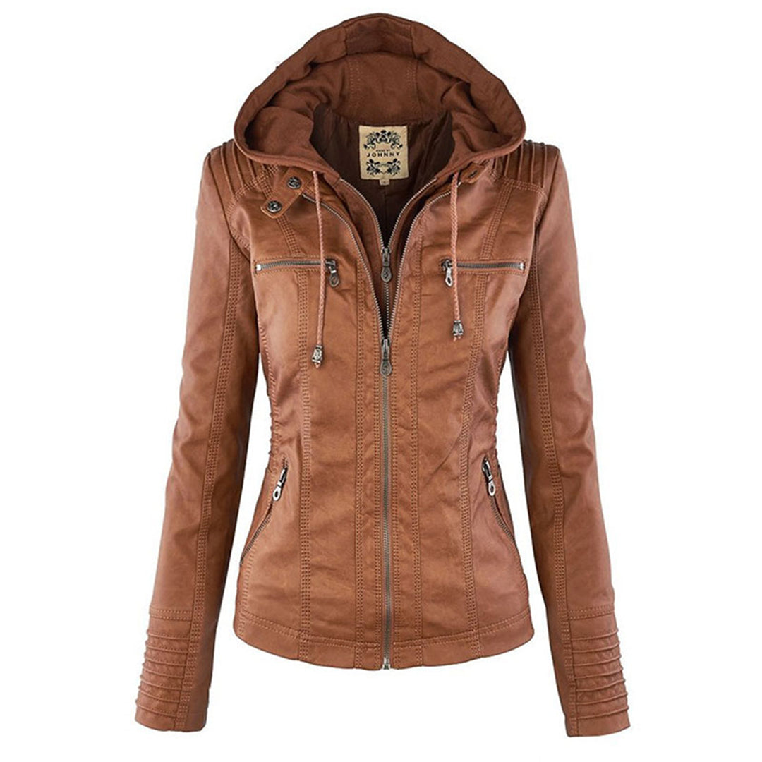 Isla | Waterproof Women's Leather Jacket with Hood