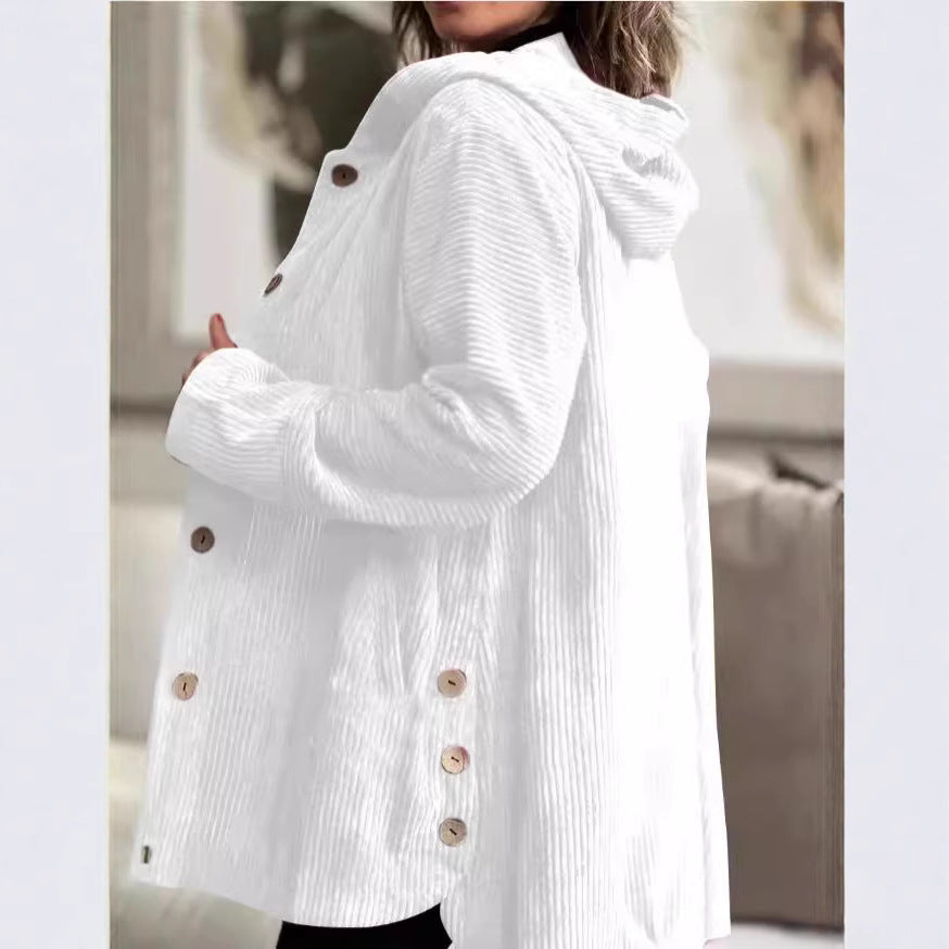 Veronica - Cozy Hooded Cord Coat