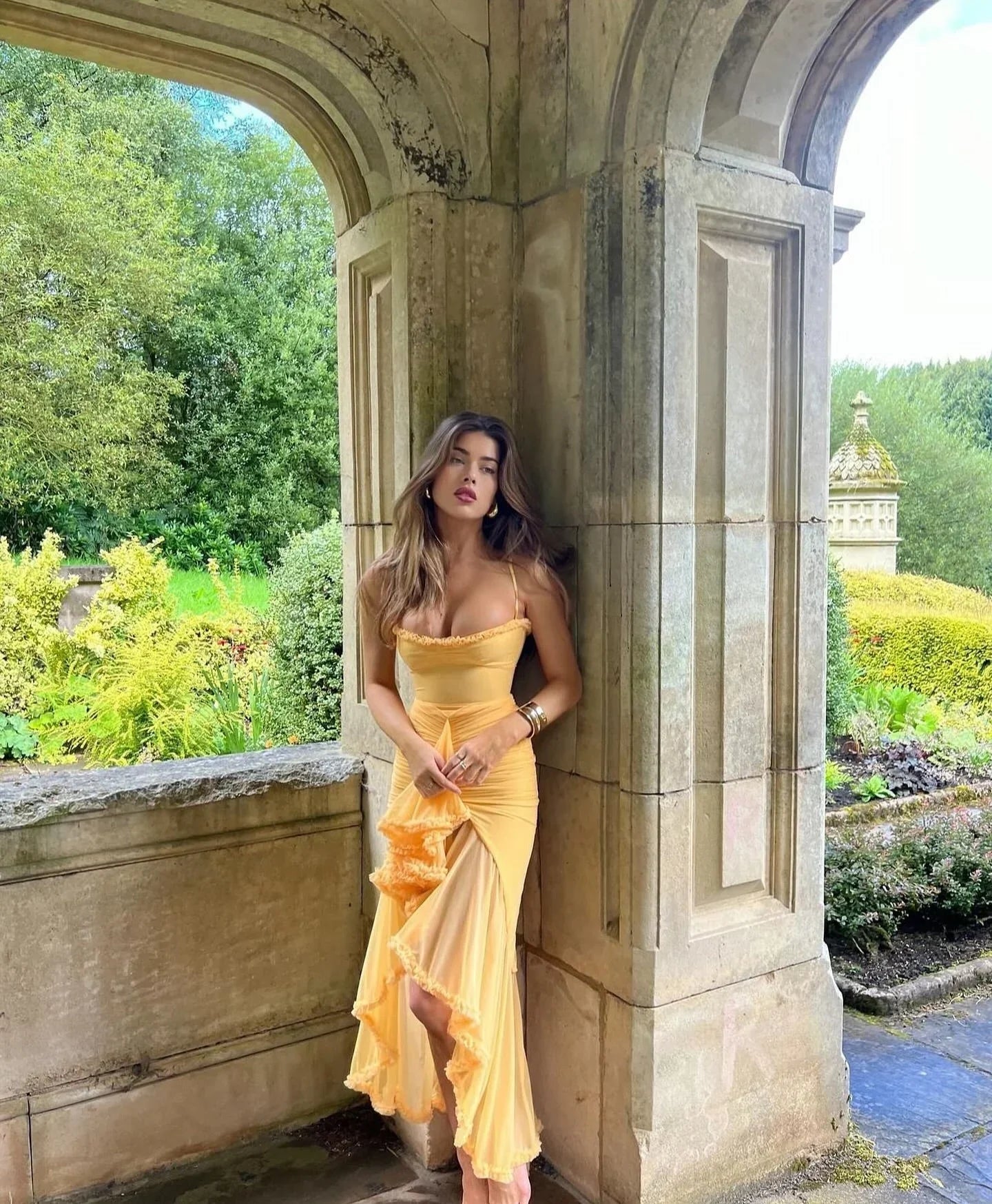 Clarissa™ | Yellow Mesh Maxi Dress