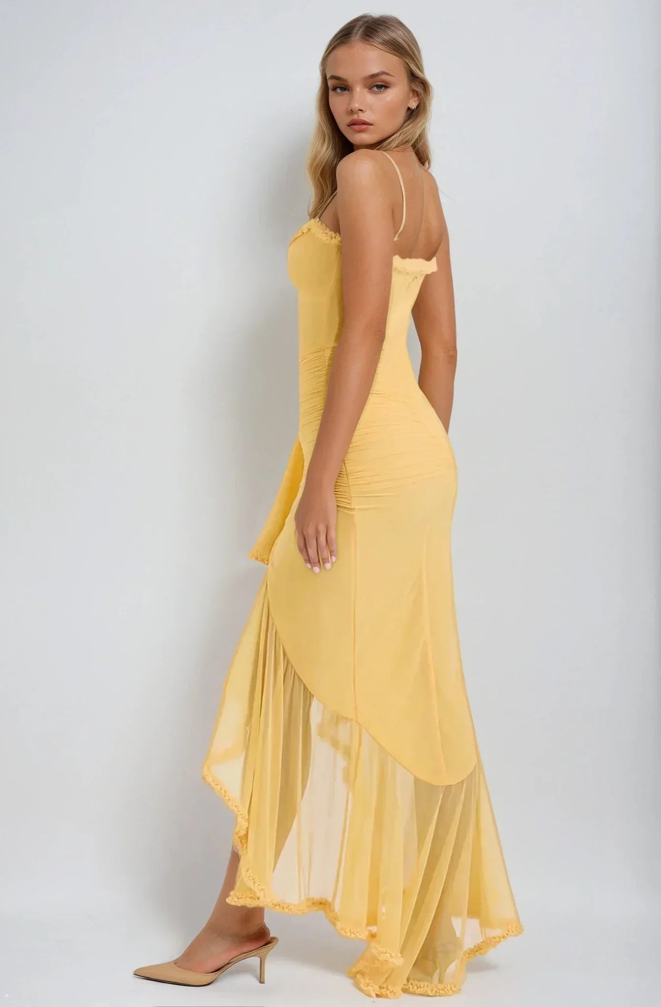 Clarissa™ | Yellow Mesh Maxi Dress