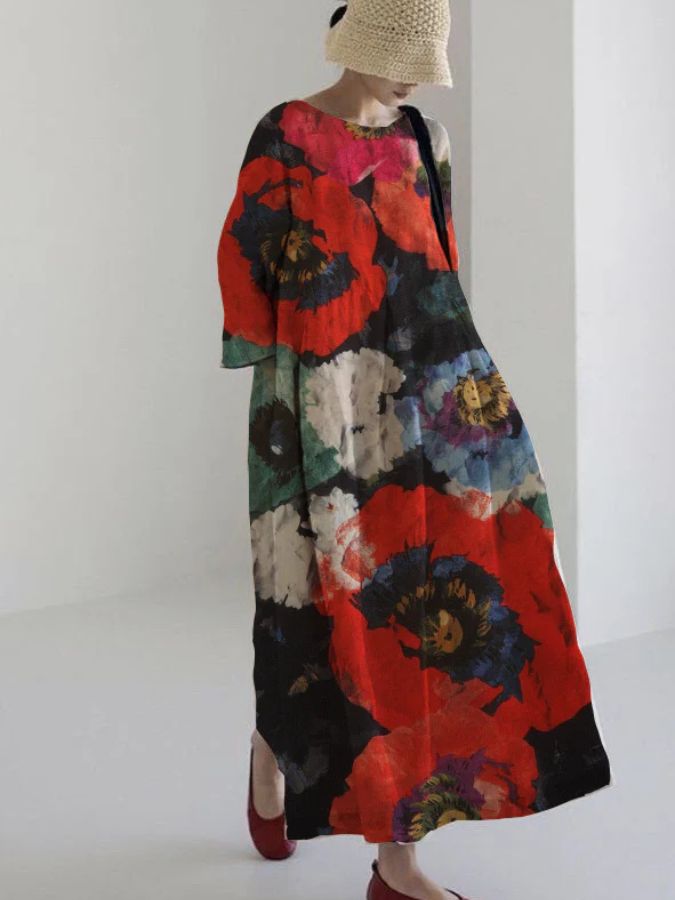 VICTORIA - MIDI DRESS WITH FLORAL PATTERN FOR HOLIDAY