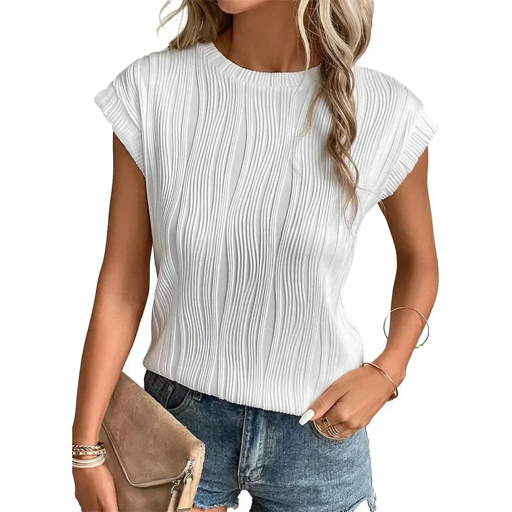 Amy - Wave Pattern Round Neck Top