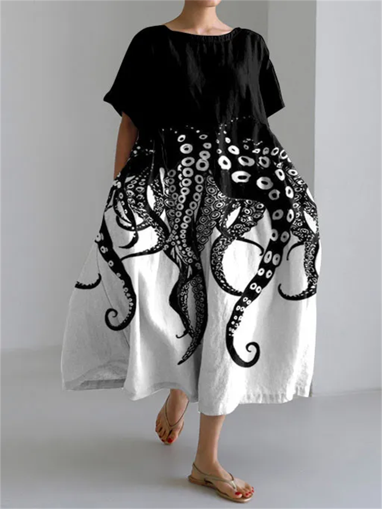 TESSA - TENTACLE PRINT SHORT SLEEVE DRESS