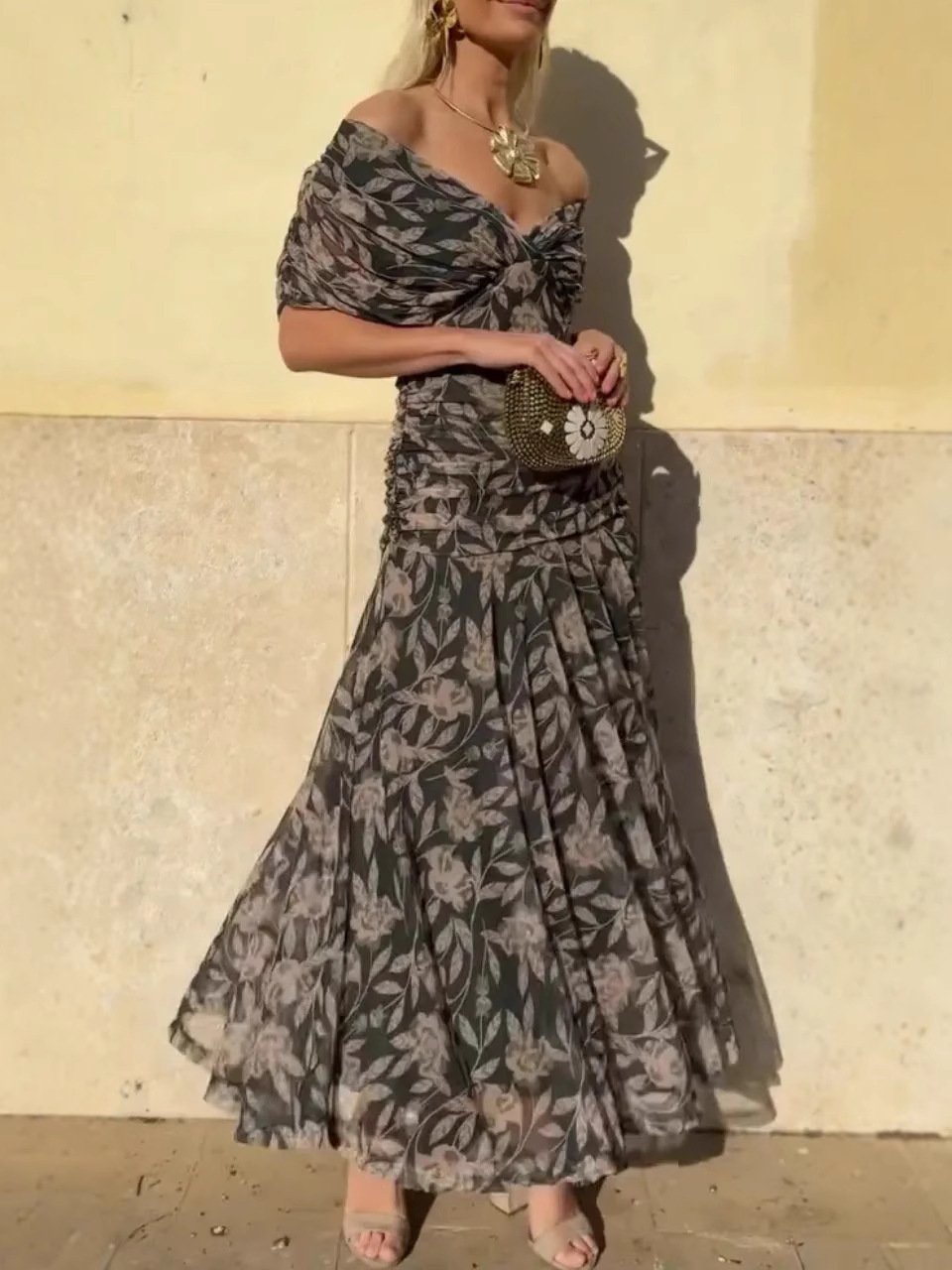 Serena™ | Long Floral Off-Shoulder Dress