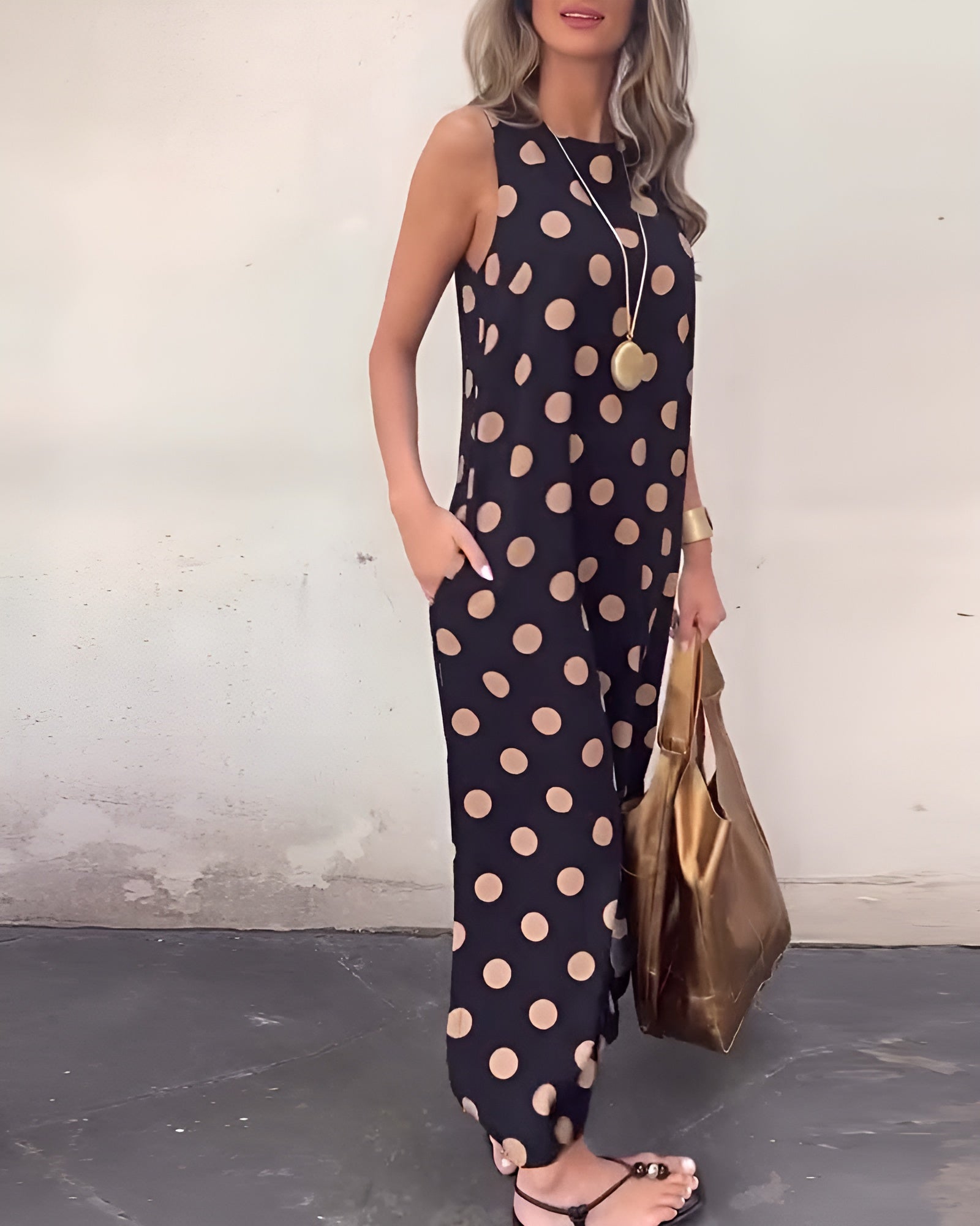 Roxane | Maxi Dress with Slit and Dots