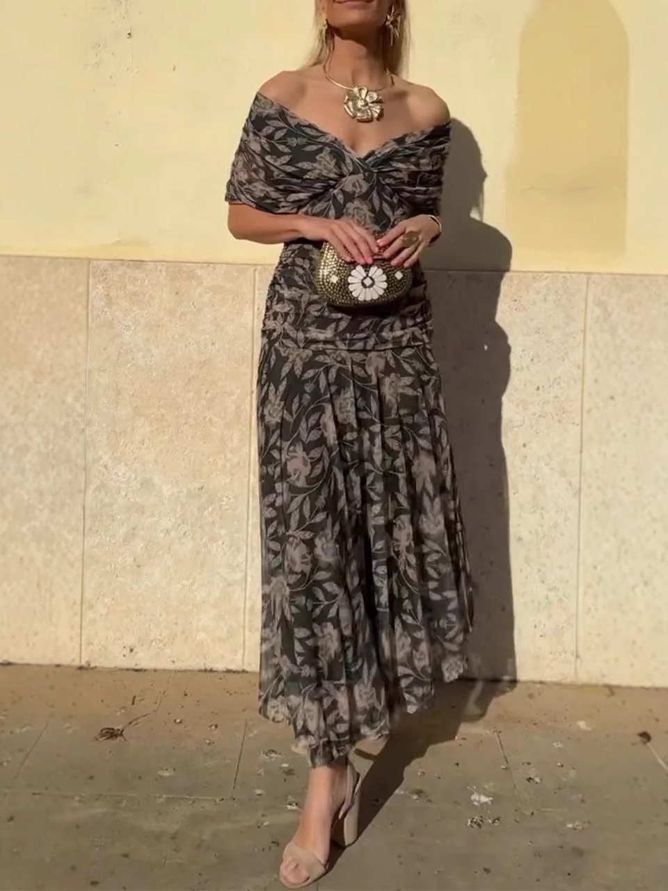 Serena™ | Long Floral Off-Shoulder Dress