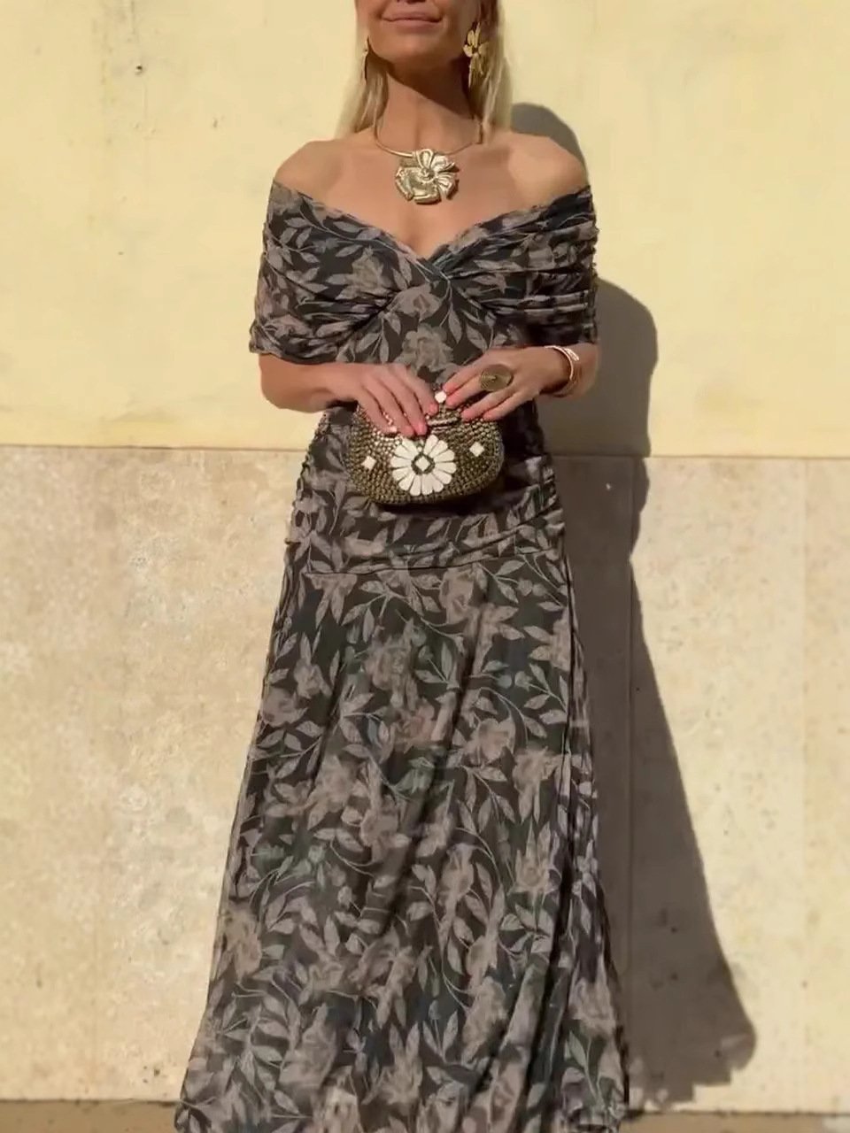 Serena™ | Long Floral Off-Shoulder Dress